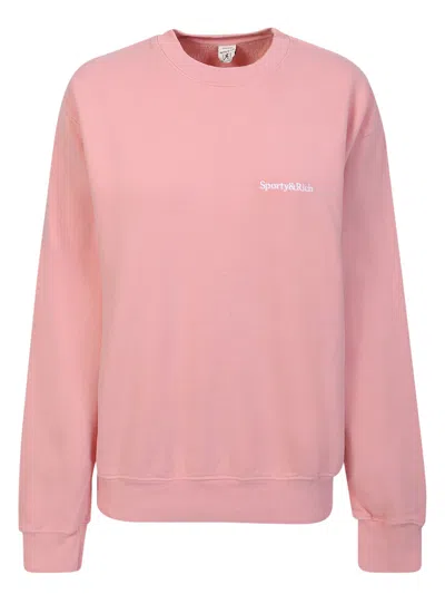 Sporty &amp; Rich Serif Embroidery Sweatshirt Pink