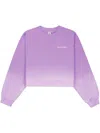 Sporty &amp; Rich Serif Logo Embroidered Cropped Crewneck In Dip Dye Purple