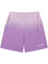 Sporty &amp; Rich Serif Logo Embroidered Gym Shorts In Dip Dye Purple