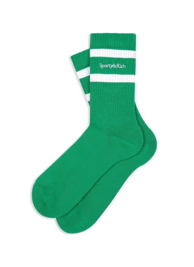 Sporty &amp; Rich Serif Logo Socks In Verde