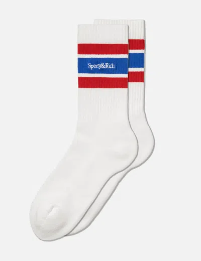 Sporty &amp; Rich Serif Logo Socks In White/白色/화이트/ホワイト