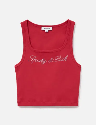 Sporty &amp; Rich Signature Logo Krystal Tank In Red