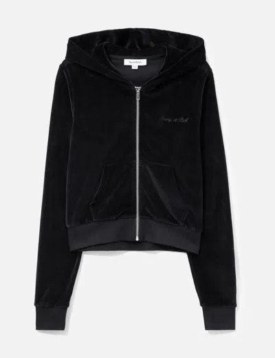 Sporty &amp; Rich Signature Logo Krystal Zip Hoodie In Black