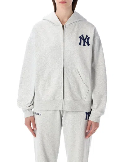 Sporty &amp; Rich Sporty & Rich Grey Heritage Yankees Zip Hoodie In Gray