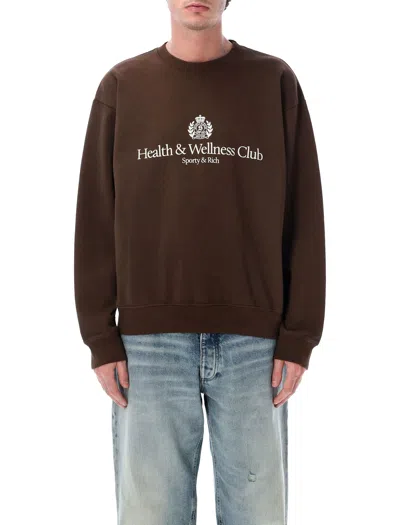 Sporty &amp; Rich Sporty & Rich H&w Crest Crewneck Sweatshirt In Brown