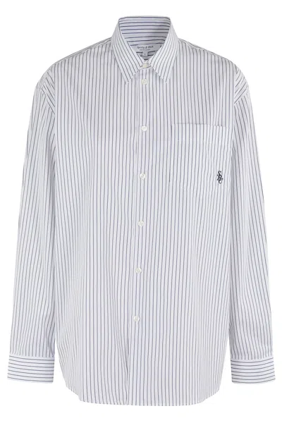 Sporty &amp; Rich Src Oversized Shirt In Blue Striped