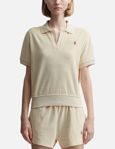 Sporty &amp; Rich Src Velour Polo In Neutral