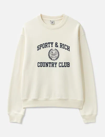 Sporty &amp; Rich Varsity Crest Crewneck In Neutral