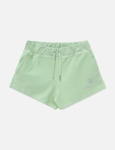 Sporty &amp; Rich X Juicy Couture Script Velour Short In Green
