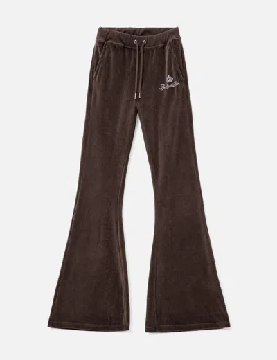 Sporty &amp; Rich X Juicy Couture Script Velour Sweatpant In Brown
