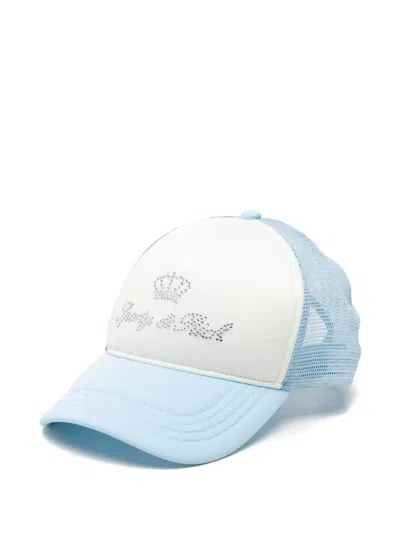 Sporty And Rich 크리스털 장식 베이스볼 캡 모자 In Blue