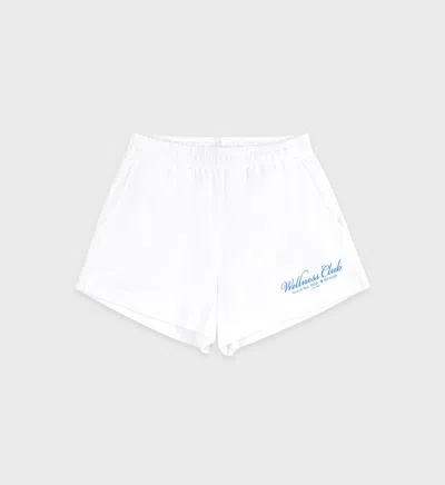 Sporty And Rich 1800 Health Disco Jersey Shorts In White/ocean