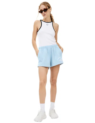 Sporty And Rich '1994' Printed Cotton Shorts In Blue