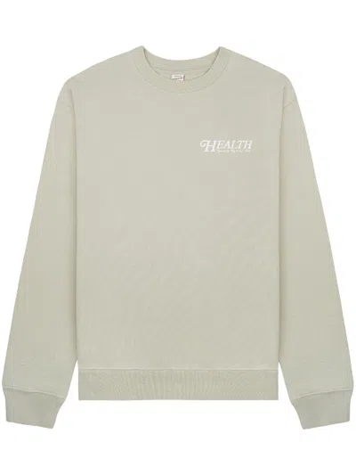 Sporty And Rich "60s Health" Logo-print Cotton Jumper In Green