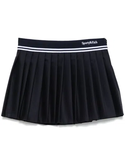 Sporty And Rich Sporty & Rich Abigail Wool Pleated Skirt In Blue