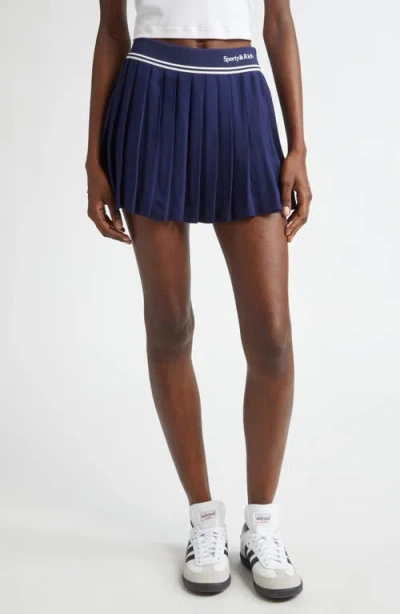 Sporty And Rich Womens Abigail Pleated Wool Mini Skirt Navy Xs In Multi