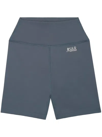 Sporty And Rich Action Logo-print Biker Shorts In Blue