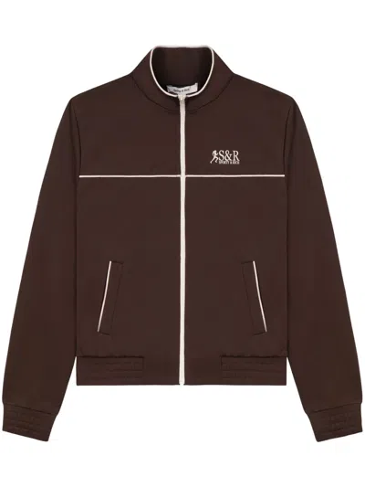 Sporty And Rich Action Logo-print Track Jacket In Brown