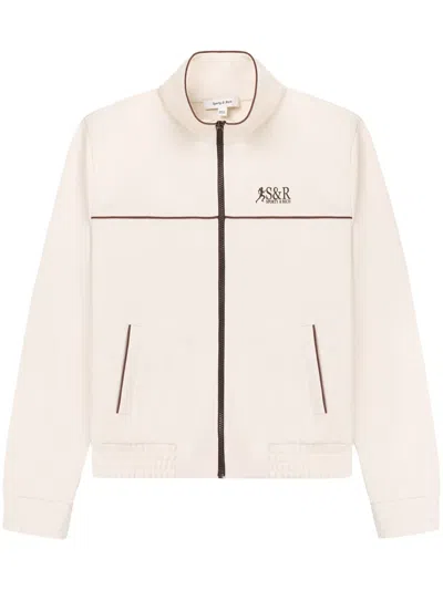 Sporty And Rich Action Logo-print Track Jacket In Neutrals