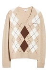 Sporty And Rich Sporty & Rich Argyle Cashmere & Wool Sweater In Cream