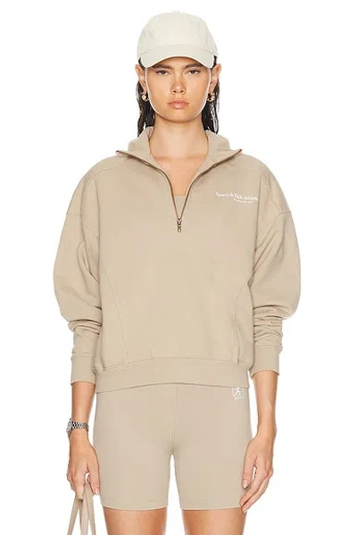 Sporty And Rich Athletic Club Quarter Zip Sweatshirt In Elephant & White