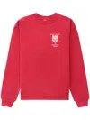 Sporty And Rich Athletic Team Crew-neck Cotton Sweatshirt In Ruby