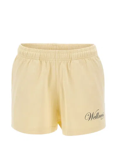 Sporty And Rich Avenue Disco Elasticated-waist Shorts In Neutral