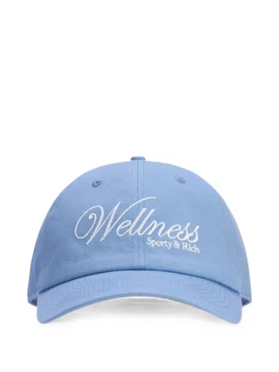 Sporty And Rich Avenue Embroidered-logo Hat In Blue
