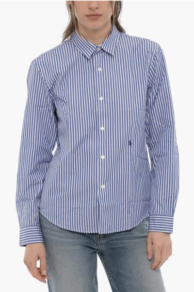 Sporty And Rich Awning Striped Charlie Shirt In Blue