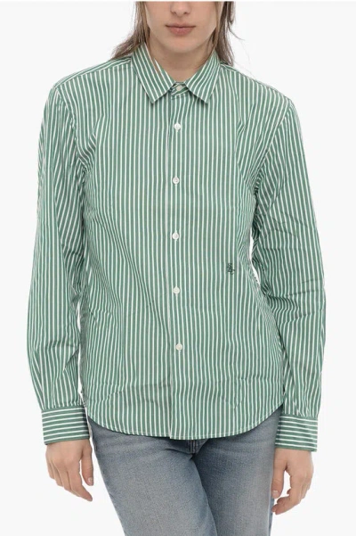 Sporty And Rich Awning Striped Charlie Shirt In Green
