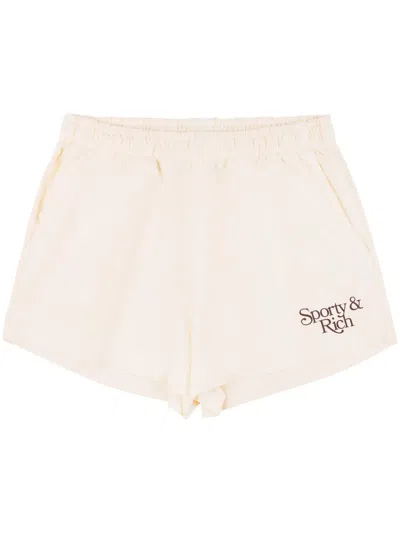 Sporty And Rich Bardot Disco Cotton Track Shorts In Neutrals