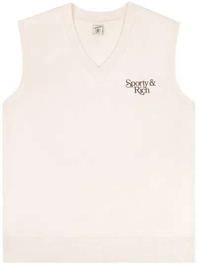 Sporty And Rich Bardot Logo-print Cotton Vest In Neutrals