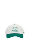 Sporty And Rich White & Green 'health Is Wealth' Cap In White