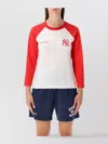Sporty And Rich Baseball T-shirt With Raglan Contrast Sleeves In Red