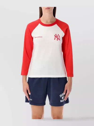 SPORTY AND RICH BASEBALL T-SHIRT WITH RAGLAN CONTRAST SLEEVES