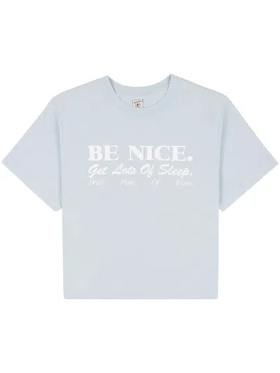 Sporty And Rich Be Nice Cropped Cotton T-shirt In Blue