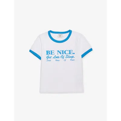 Sporty And Rich Kids' Be Nice Ringer Cotton-blend T-shirt 2-14 Years Whit In White