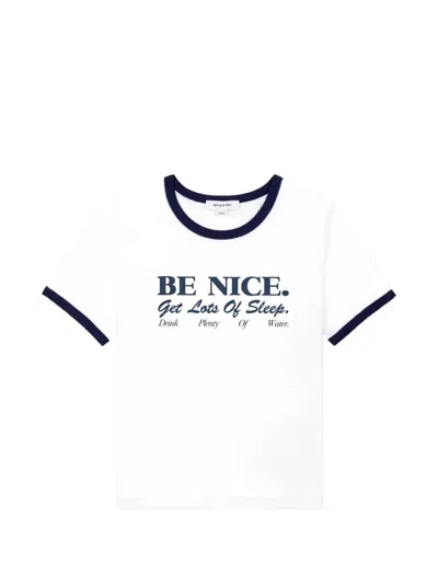Sporty And Rich Cotton Tshirt Contrast Trim Cropped Graphic In White