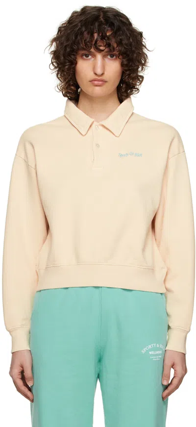 Sporty And Rich Beige Embroidered Polo In Cream/paradise