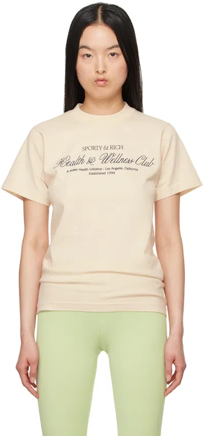 Sporty And Rich Beige 'h&w Club' T-shirt In Cream