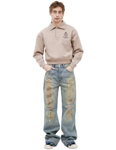 Sporty And Rich Beige Long Sleeve Polo