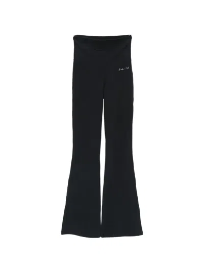 Sporty And Rich Benedetta Logo-print Flared Trousers In Black