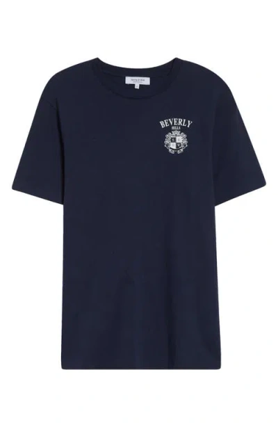 Sporty And Rich Sporty & Rich Beverly Hills Crest Cotton T-shirt In Dark Navy