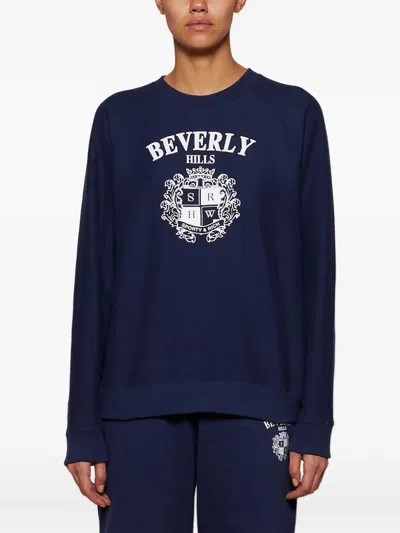 SPORTY AND RICH BEVERLY HILLS CREST-EMBELLISHED CREW-NECK SWEATSHIRT