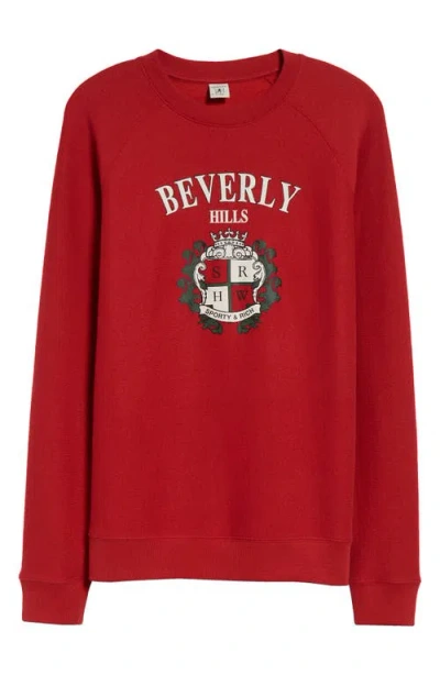 Sporty And Rich Sporty & Rich Beverly Hills Crest Graphic Sweatshirt In Ruby