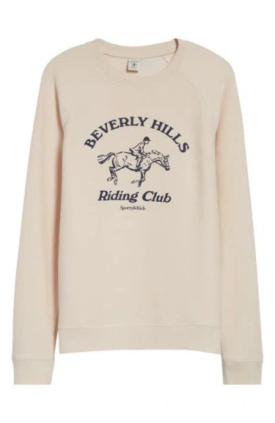 Sporty And Rich Sporty & Rich Beverly Hills Riding Club Fleece Graphic Sweatshirt In Cream