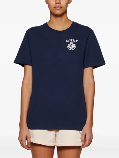 Sporty And Rich Beverly Hils Crest-embroidered T-shirt In Blue