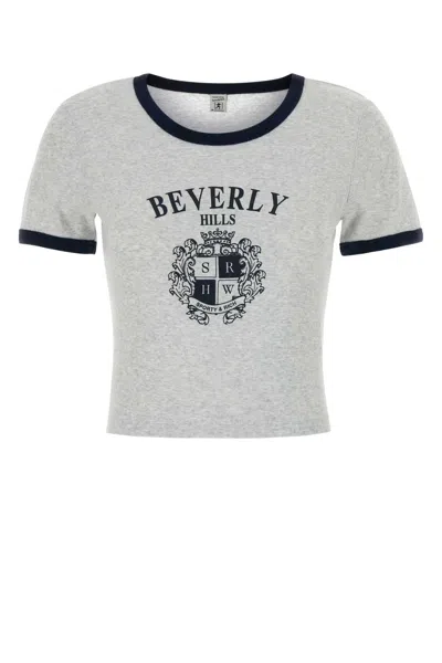 Sporty And Rich Sporty & Rich Bh Crest Soft Ringer Tee In Gray