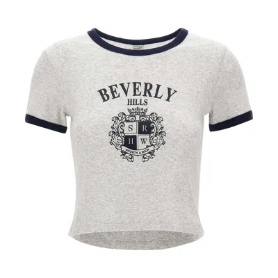 Pre-owned Sporty And Rich Sporty & Rich Bh Crest Soft Ringer Tee 'heather Grey/dark Navy' | Women's Size S In Gray