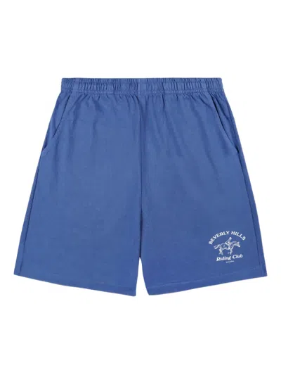 Sporty And Rich Bh Riding Club Graphic-print Shorts In Blue